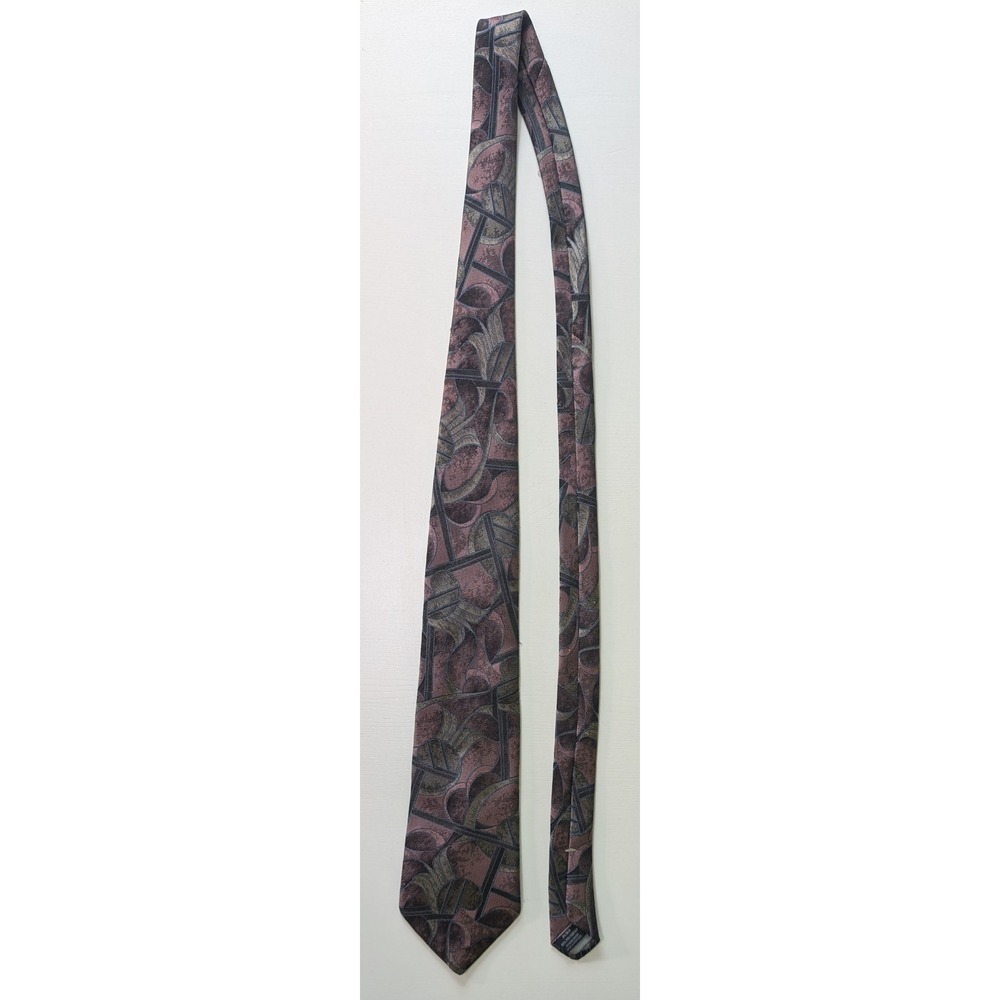 Towncraft Vintage Necktie Mauve Grey Geometric Abstract Pattern Mens Tie